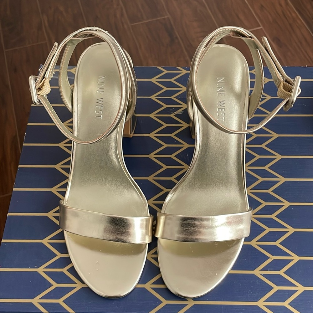 Nine West Gold Chunky Heel